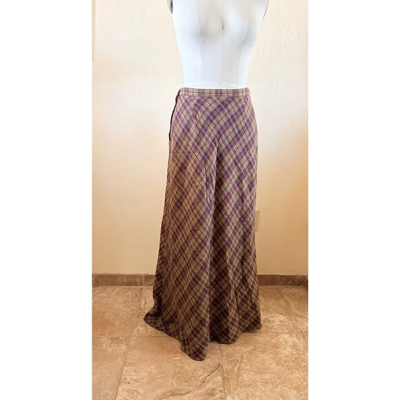 Vintage 90s Easy Pieces Plaid Wool Blend Maxi Skirt Size S/M High Waist - Picture 4 of 8